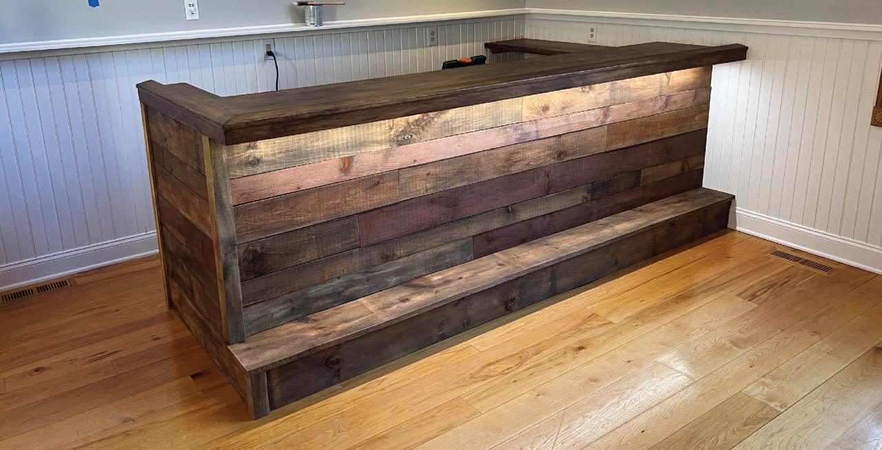Reclaimed wood bar front