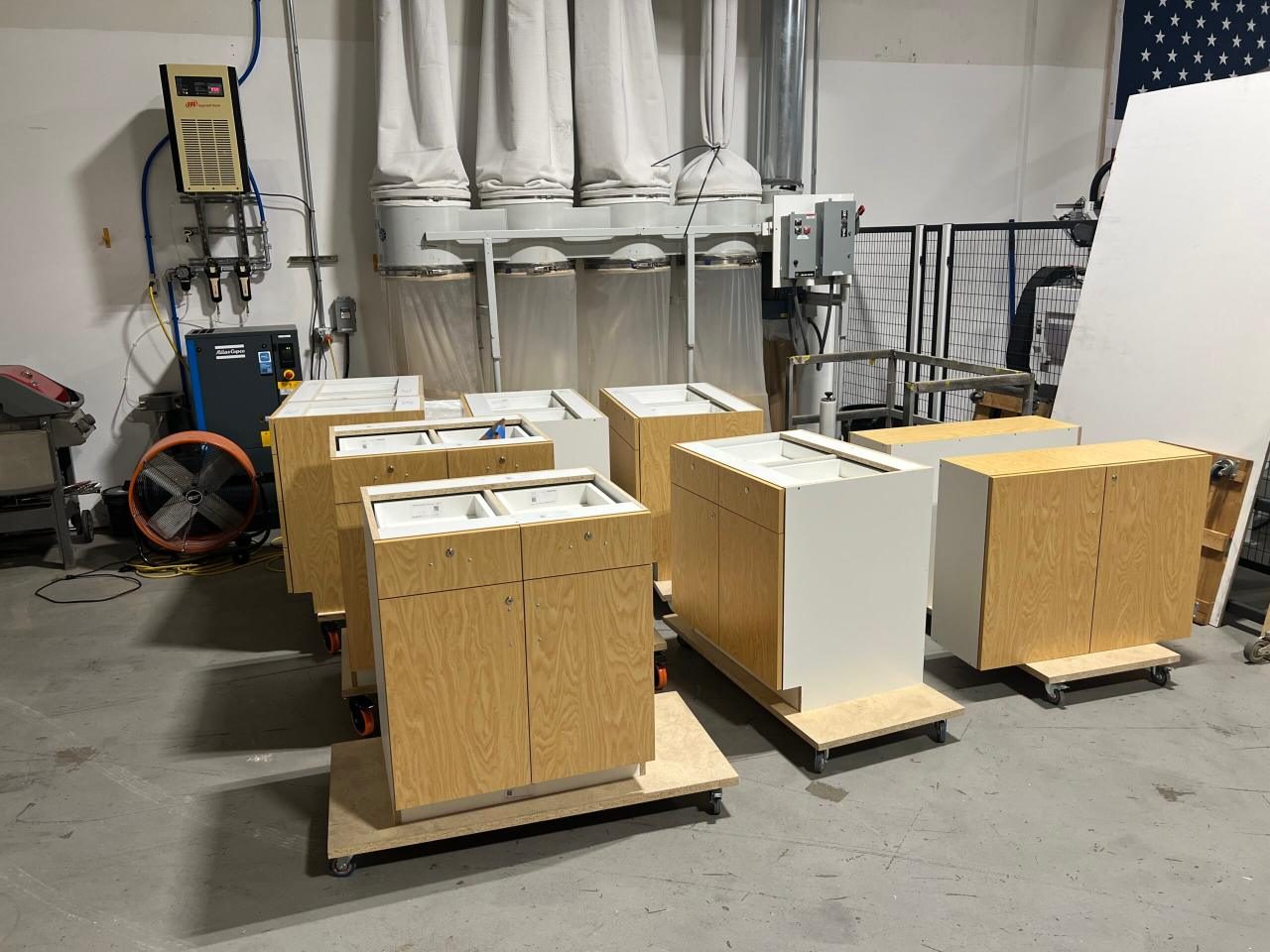 Cabinet boxes in production in the Millcraft shop